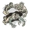 four people crawling  tattoo design idea