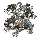 four people crawling  tattoo design idea