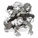 four people crawling  tattoo design idea