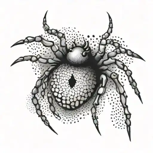 An abstract design incorporating spider legs and animal eyes and teeth intertwined tattoo design idea