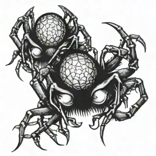A design incorporating spider legs and animal eyes and teeth intertwined tattoo design idea
