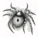 An abstract design incorporating spider legs and animal eyes and teeth intertwined tattoo design idea