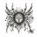 An abstract design incorporating spider legs and animal eyes and teeth intertwined tattoo design idea