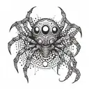 An abstract design incorporating spider legs and animal eyes and teeth intertwined tattoo design idea