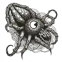 A design incorporating spider legs and animal eyes and teeth intertwined tattoo design idea