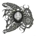 A design incorporating spider legs and animal eyes and teeth intertwined tattoo design idea