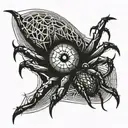 A design incorporating spider legs and animal eyes and teeth intertwined tattoo design idea