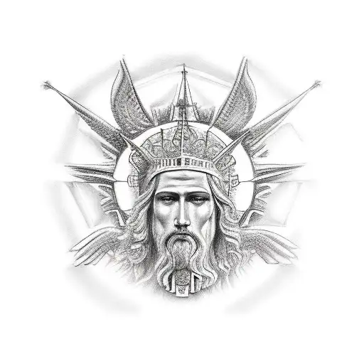 NYC with saint Michael  tattoo design idea