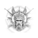 NYC with saint Michael  tattoo design idea