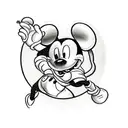 mickey mouse - as a gangster - holding a draco - and smoking weed tattoo design idea
