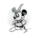 mickey mouse - as a gangster - holding a draco - and smoking weed tattoo design idea