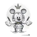 mickey mouse - as a gangster - holding a draco - and smoking weed tattoo design idea