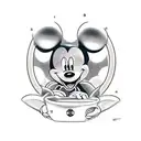 mickey mouse - as a gangster - holding a draco - and smoking weed tattoo design idea