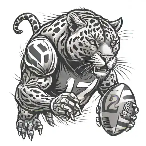 football and panther holding jersey  number 12 tattoo design idea