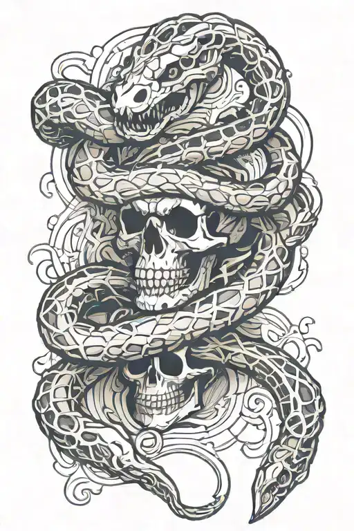 snake skeleton wrap my arm tattoo design idea