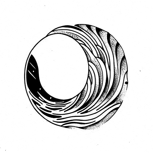  moon on an ocean wave tattoo design idea