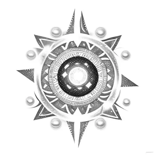 star, universe, cosmo with a pearl in the middle tattoo design idea