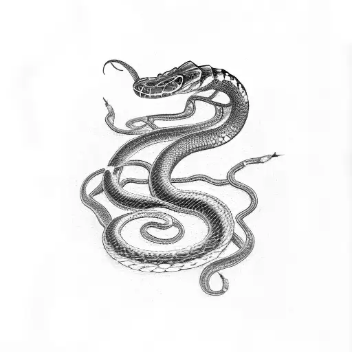 snake serpent in snapdragons and daisies tattoo design idea