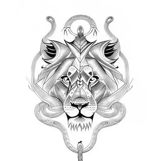 Design a tattoo that represents the strength of a lion and a snake tattoo design idea