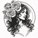 aphrodite with rose tattoo design idea