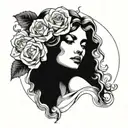 aphrodite with rose tattoo design idea
