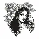 aphrodite with rose tattoo design idea