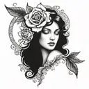 aphrodite with rose tattoo design idea