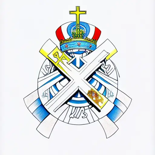 cross of Lorraine and Spain  tattoo design idea
