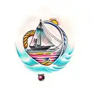 sailing cowgirl tattoo design idea