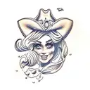 sailing cowgirl tattoo design idea