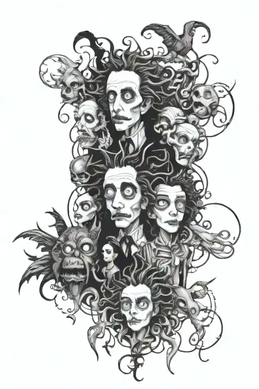 tim burton characters tattoo design idea