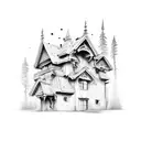 broken home tattoo design idea