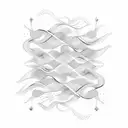 An abstract representation of a software engineer's code transformed into waves and water patterns tattoo design idea
