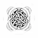 A Celtic knot design featuring a software engineer's tools intertwined with waves and water elements tattoo design idea
