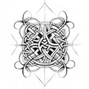 A Celtic knot design featuring a software engineer's tools intertwined with waves and water elements tattoo design idea