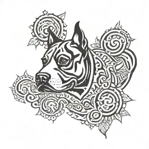 triball pitbull kick box weed tattoo design idea