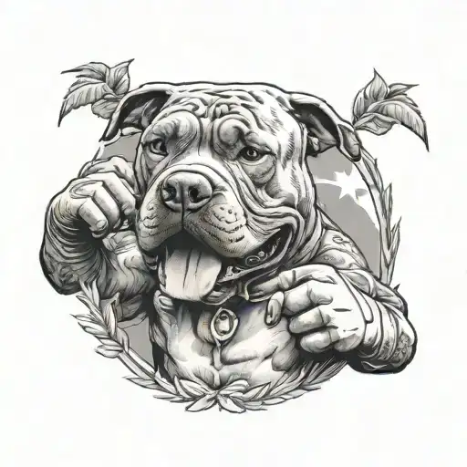 kick boxing, pitbull, joint, weed tattoo design idea
