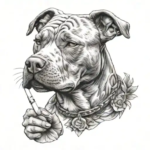 pitbull smoking joint tattoo tattoo design idea