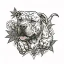 kick boxing, pitbull, joint, weed tattoo design idea