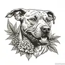 kick boxing, pitbull, joint, weed tattoo design idea