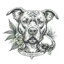 kick boxing, pitbull, joint, weed tattoo design idea
