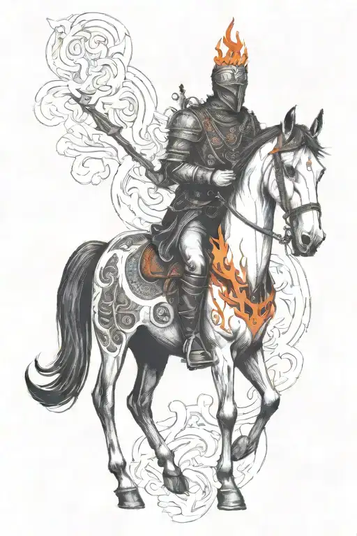 Achaemenians and black horse and flame tattoo design idea