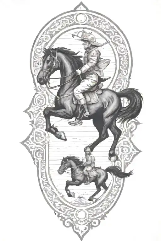 black horse jumping to fire coming tattoo design idea