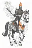 Achaemenians and black horse and flame tattoo design idea