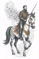 Achaemenians and black horse and flame tattoo design idea
