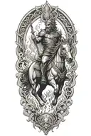 roman riding on fire flames  tattoo design idea
