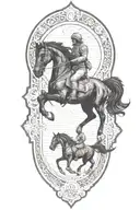 black horse jumping to fire coming tattoo design idea