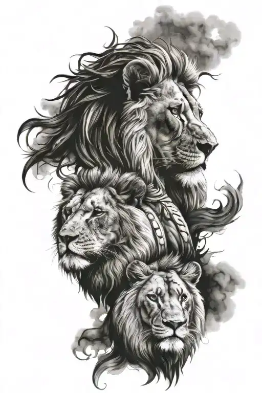 half lion face half Jesus face  tattoo design idea