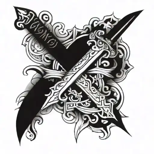 Broadsword Surrounded by a piece of paper and written that richard tattoo design idea