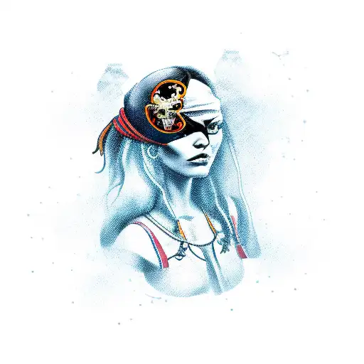 female pirate  tattoo design idea